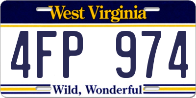 WV license plate 4FP974