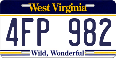 WV license plate 4FP982