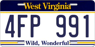 WV license plate 4FP991