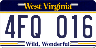 WV license plate 4FQ016