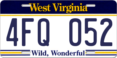 WV license plate 4FQ052