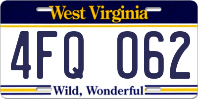 WV license plate 4FQ062
