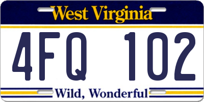 WV license plate 4FQ102