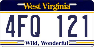 WV license plate 4FQ121
