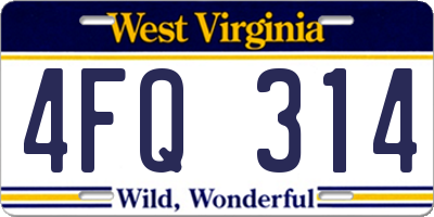 WV license plate 4FQ314