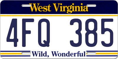 WV license plate 4FQ385