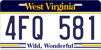 WV license plate 4FQ581