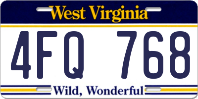 WV license plate 4FQ768