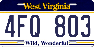 WV license plate 4FQ803