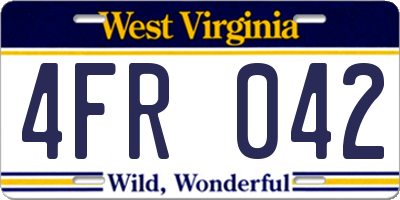WV license plate 4FR042