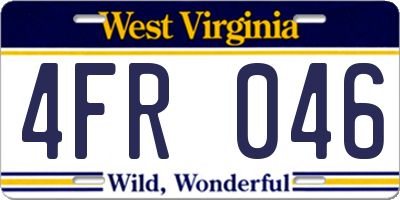 WV license plate 4FR046