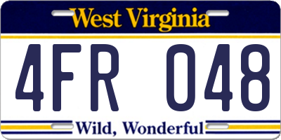 WV license plate 4FR048