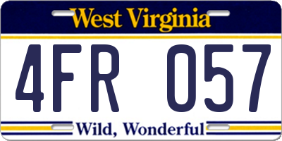 WV license plate 4FR057