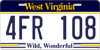 WV license plate 4FR108