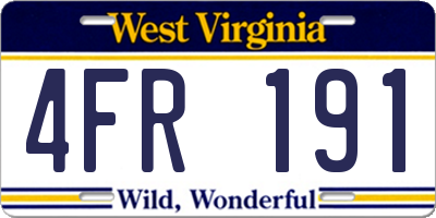 WV license plate 4FR191