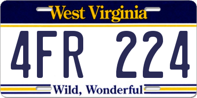 WV license plate 4FR224