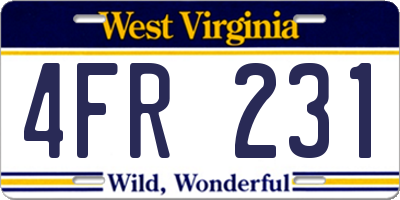 WV license plate 4FR231