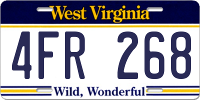 WV license plate 4FR268