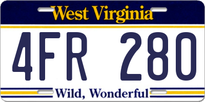 WV license plate 4FR280