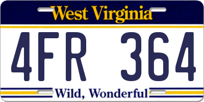 WV license plate 4FR364