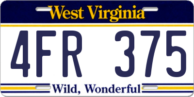 WV license plate 4FR375