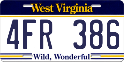 WV license plate 4FR386