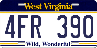 WV license plate 4FR390
