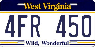 WV license plate 4FR450