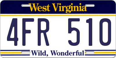 WV license plate 4FR510