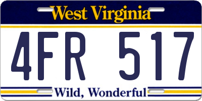WV license plate 4FR517