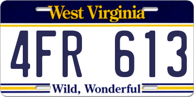 WV license plate 4FR613