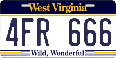 WV license plate 4FR666