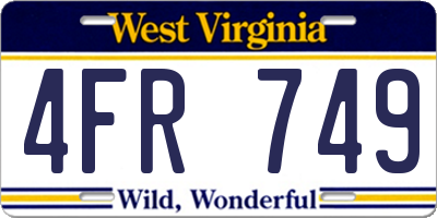 WV license plate 4FR749