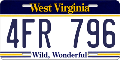 WV license plate 4FR796