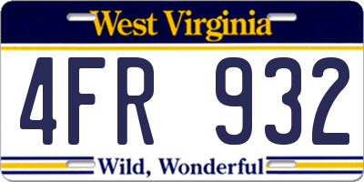 WV license plate 4FR932