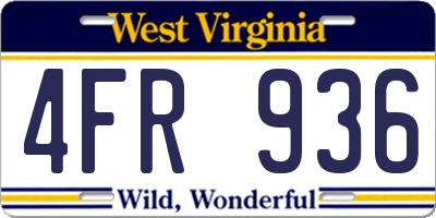 WV license plate 4FR936