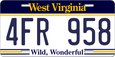 WV license plate 4FR958