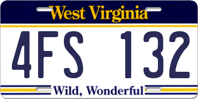 WV license plate 4FS132