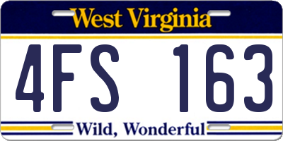WV license plate 4FS163