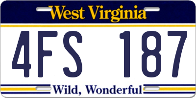 WV license plate 4FS187