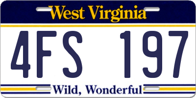 WV license plate 4FS197