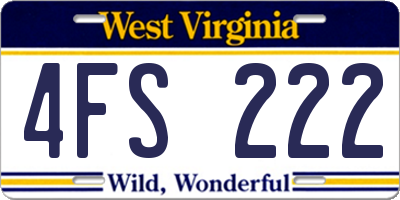 WV license plate 4FS222