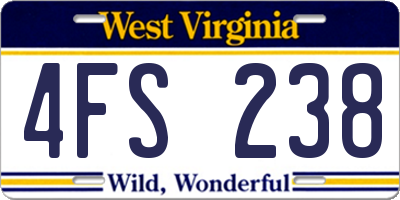 WV license plate 4FS238