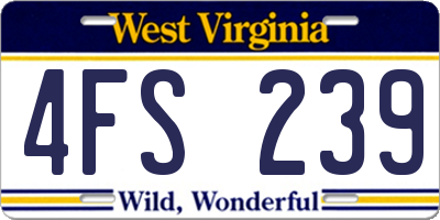 WV license plate 4FS239