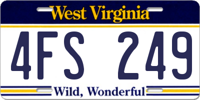 WV license plate 4FS249