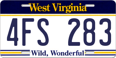 WV license plate 4FS283