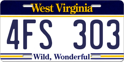 WV license plate 4FS303