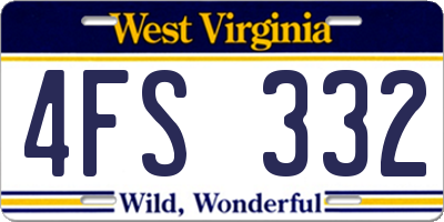 WV license plate 4FS332