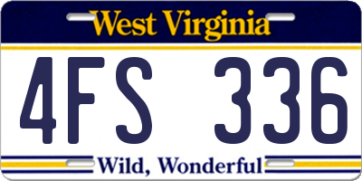 WV license plate 4FS336