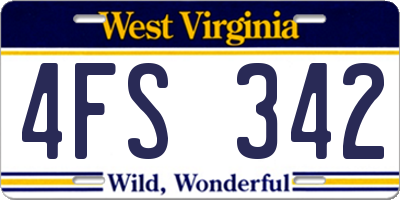 WV license plate 4FS342